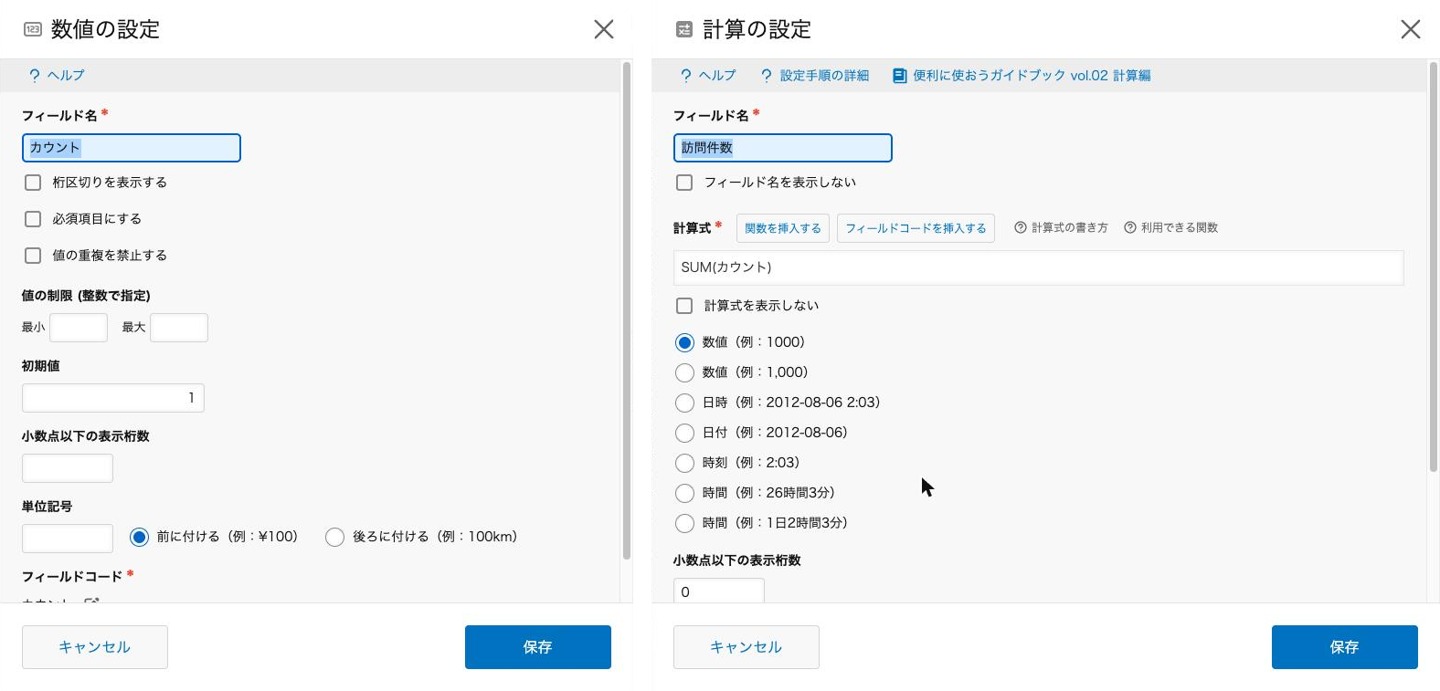 テーブル内のカウント（初期値1）と、テーブル外の訪問件数の計算式