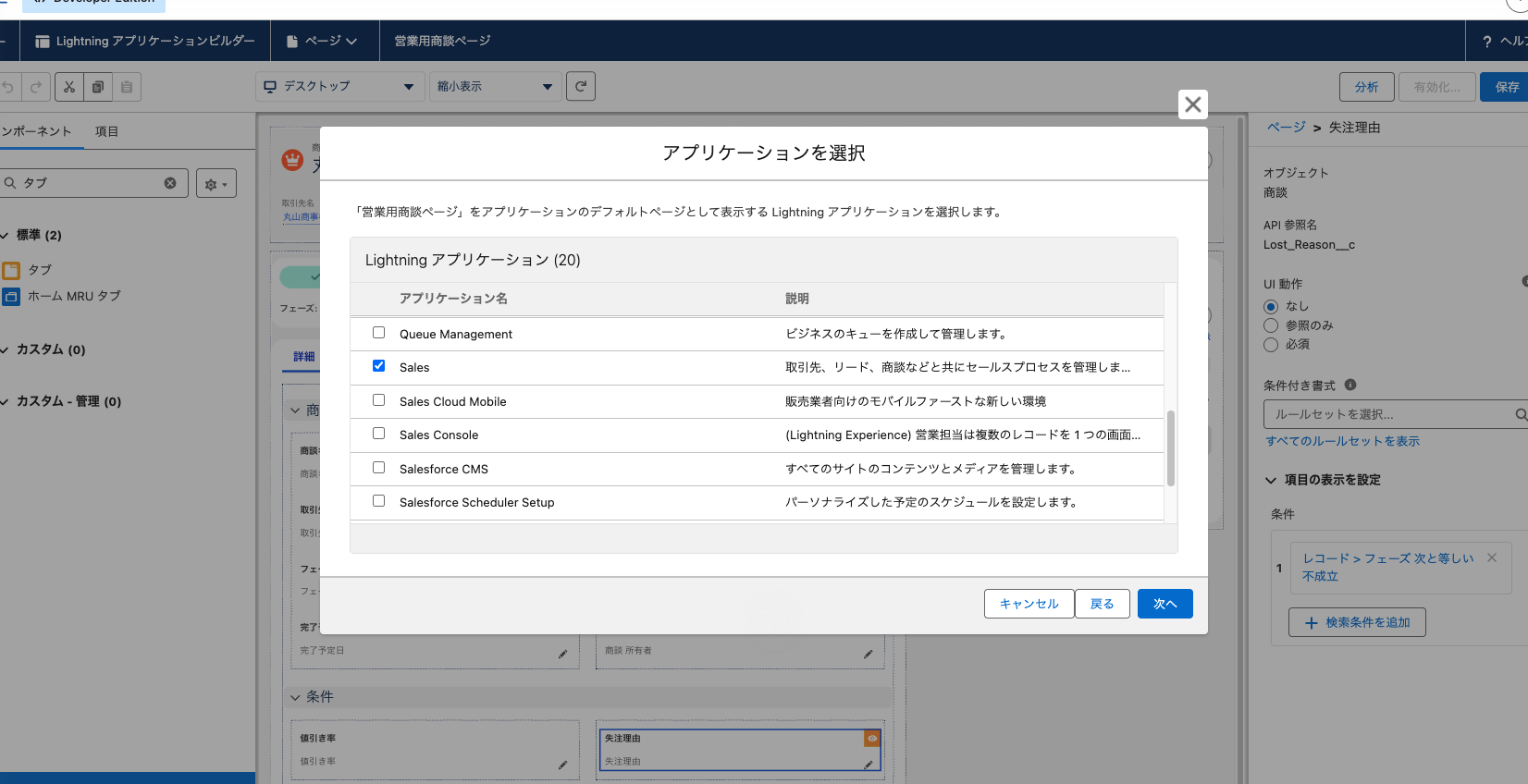 有効化の画面。「アプリケーションのデフォルト」から割り当てるアプリを選んでいる状態